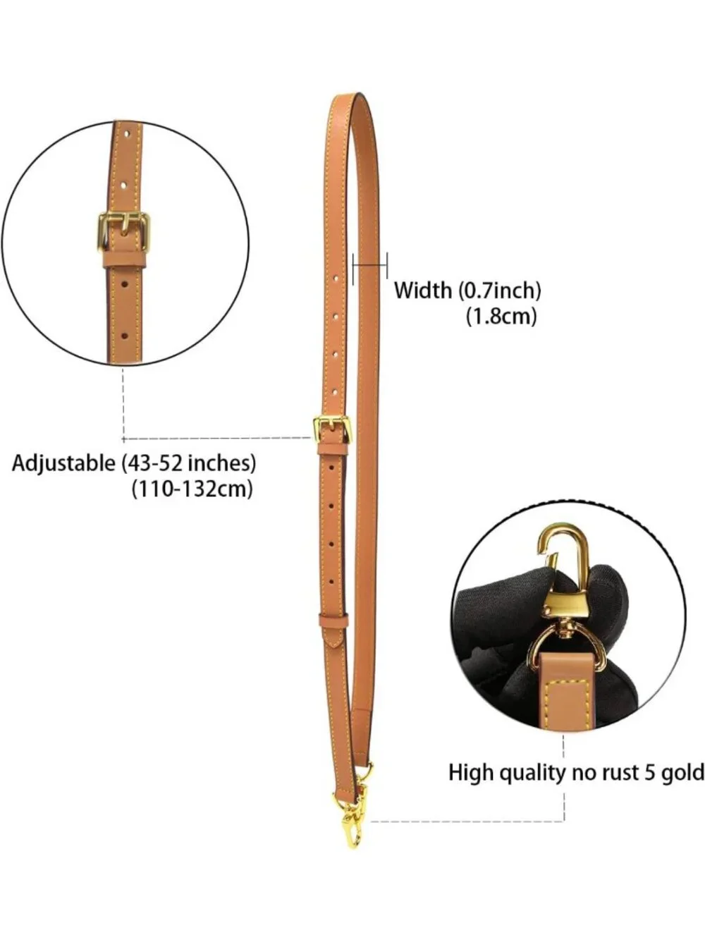 Adjustable Vachetta Leather Shoulder Strap for Handbags - Stylish Replacement